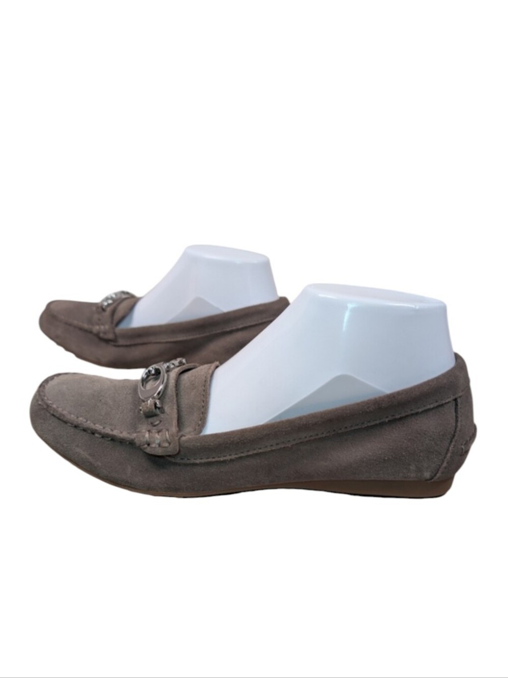 Coach Flat Loafers Brown / Taupe Silver Detail Accents Women's Size 8